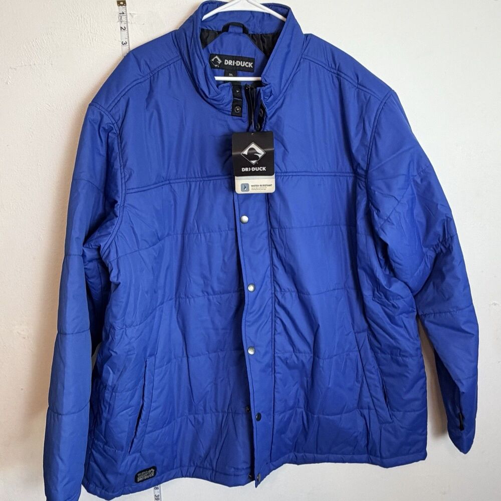 Men's 3XL Blue Packable Quilted Puffer Jacket Stand-Up Collar Zip